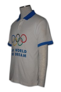 P172  訂製短袖polo恤  印製LOGO  polo恤來版訂造  POLO專門店     白色 撞色藍色領袖口